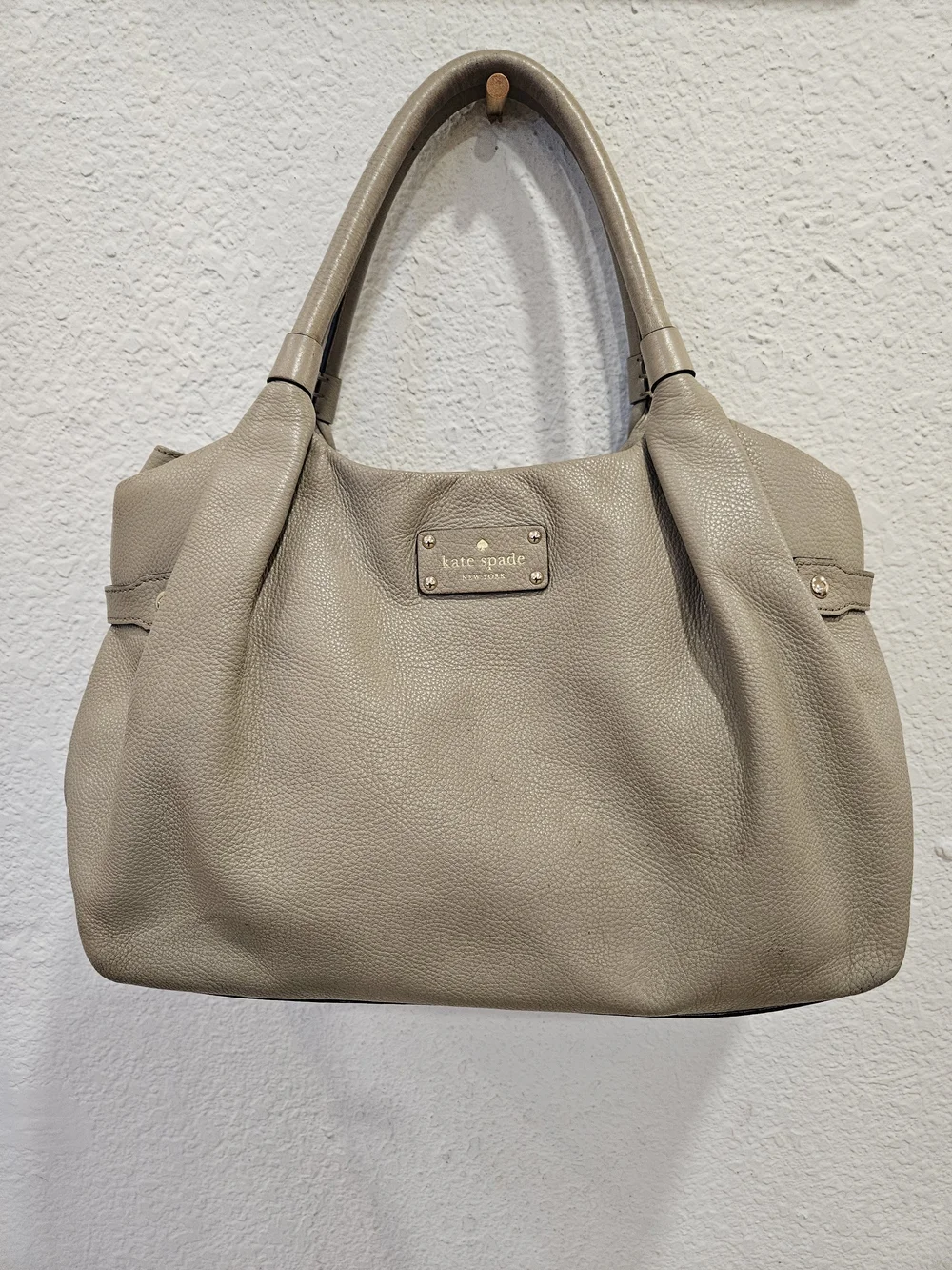 Kate Spade Berkshire Road Stevie Satchel - Taupe Pebbled Leather Slouchy Hobo